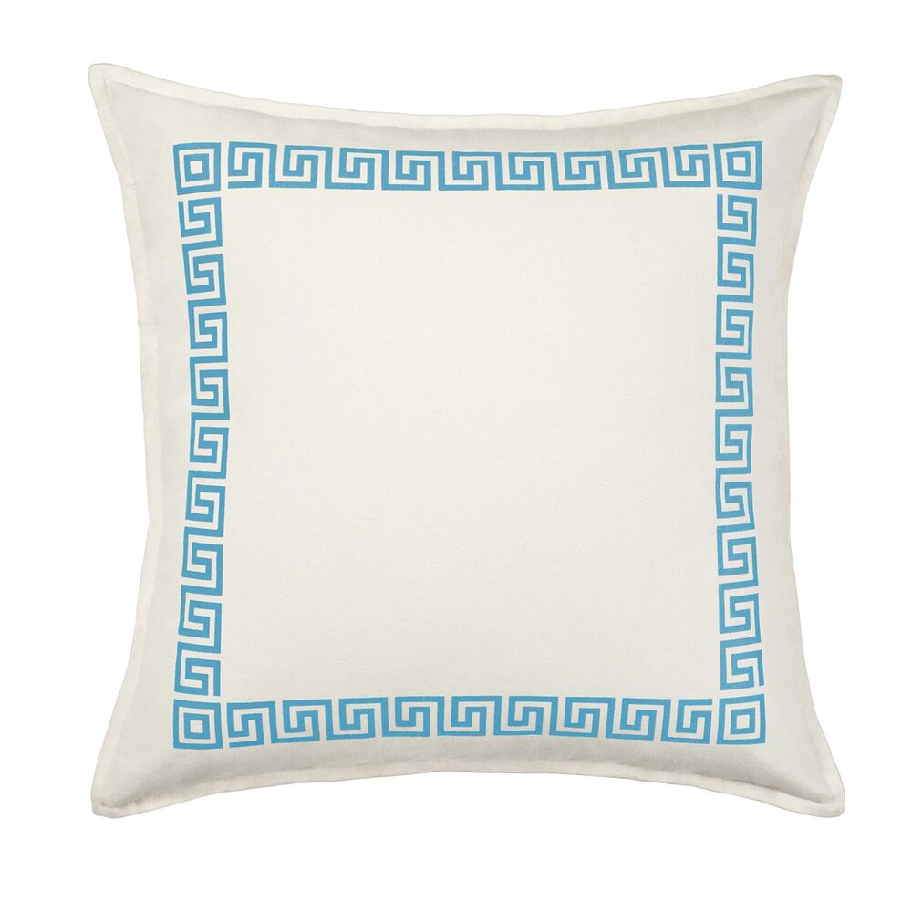 7915 20 in. Square Cotton Decorative Throw Pillow, 20"x20", Turquoise Greek